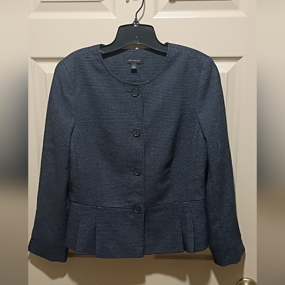 Ann Taylor Jackets & Blazers - Vintage ANN TAYLOR button Front Pleated Navy Blue Blazer Jacket Size 12